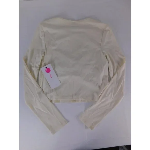 Yogalicious Shirt Womens Medium White Heavenly Rib Long Sleeve Crop Athletic - Picture 2 of 7